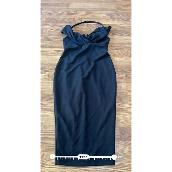 NOOKIE bodycon black Athena Off Shoulder Halter Midi Dress size S - Picture 7 of 13